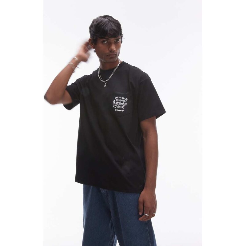 Carhartt WIP short sleeve fragments pocket t-shirt in black