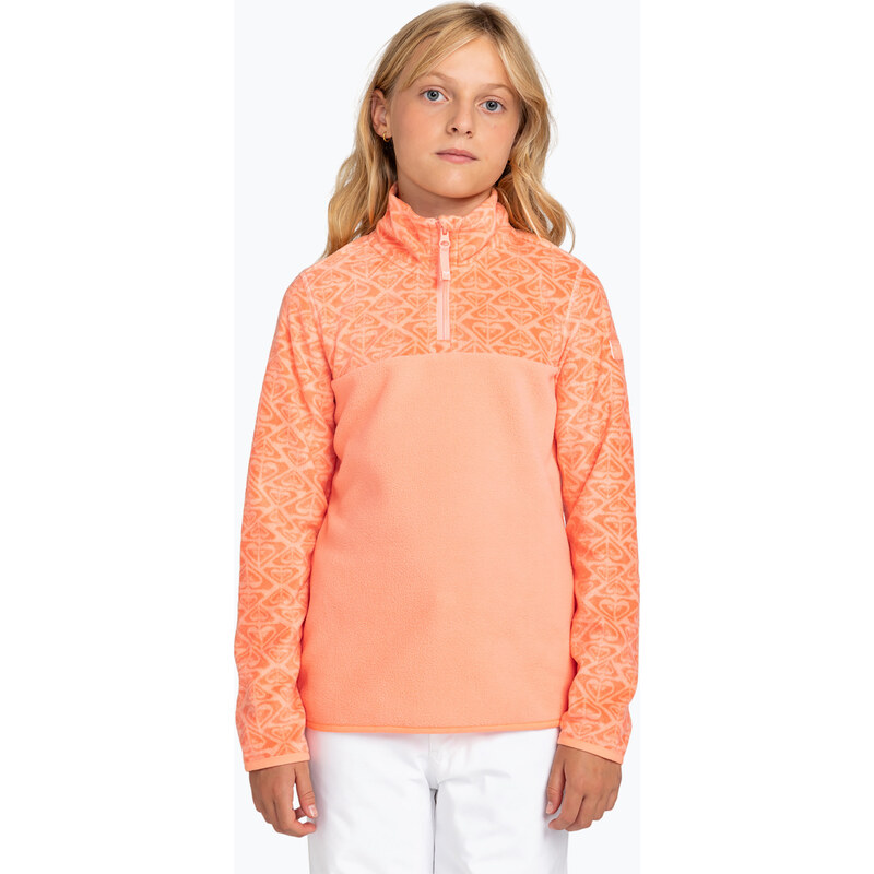 Dětská mikina ROXY Whitecamp Half Zip Girl peach pink roxygram