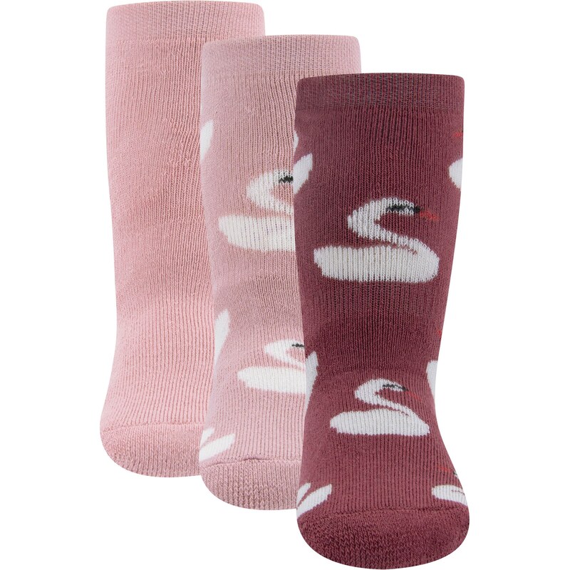 EWERS Ponožky Swan hnědá / lilek / starorůžová / černá