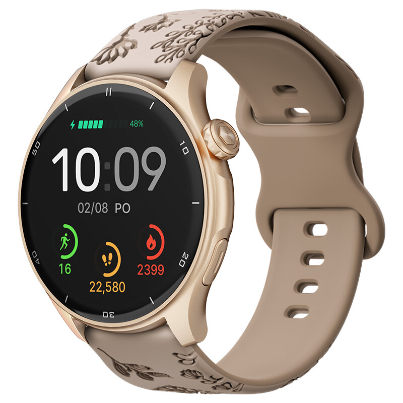 Chytré hodinky Madvell Talon 2 s GPS a bluetooth voláním pudrově zlaté se silikonovým řemínkem pampeliška