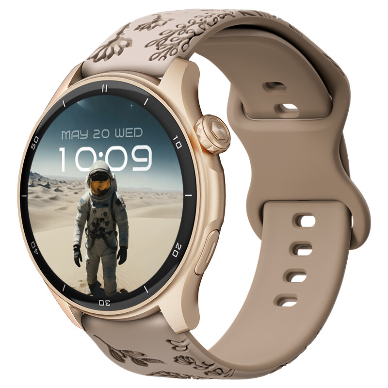 Chytré hodinky Madvell Talon 2 s GPS a bluetooth voláním pudrově zlaté se silikonovým řemínkem pampeliška