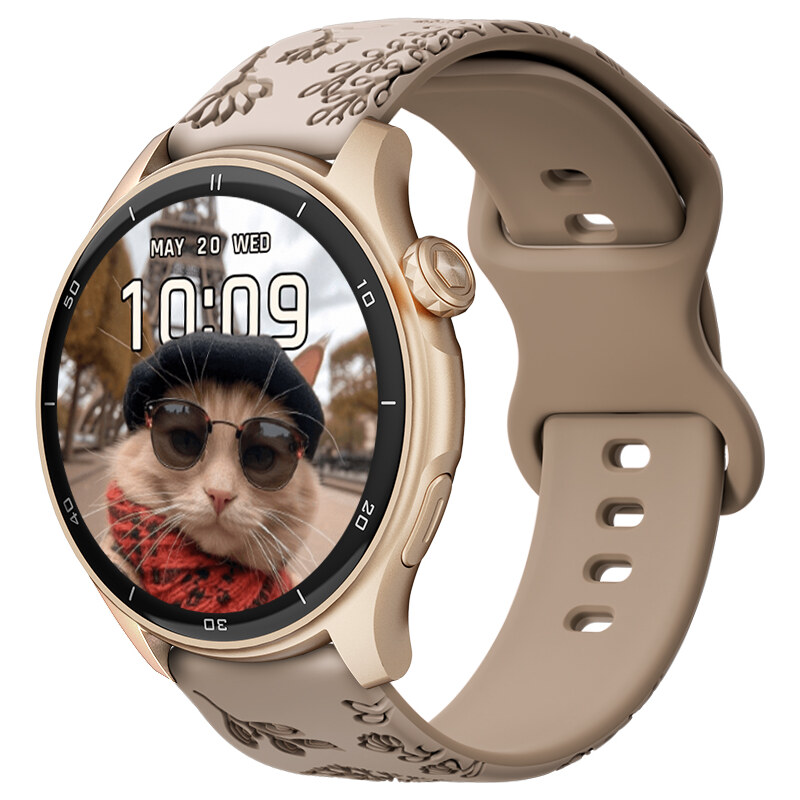Chytré hodinky Madvell Talon 2 s GPS a bluetooth voláním pudrově zlaté se silikonovým řemínkem pampeliška