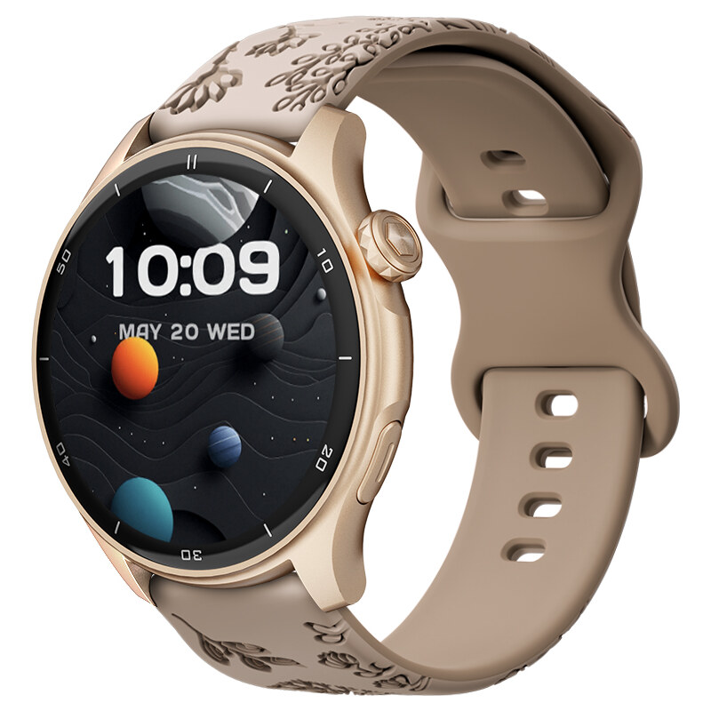 Chytré hodinky Madvell Talon 2 s GPS a bluetooth voláním pudrově zlaté se silikonovým řemínkem pampeliška
