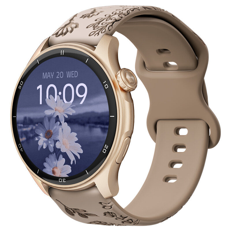 Chytré hodinky Madvell Talon 2 s GPS a bluetooth voláním pudrově zlaté se silikonovým řemínkem pampeliška
