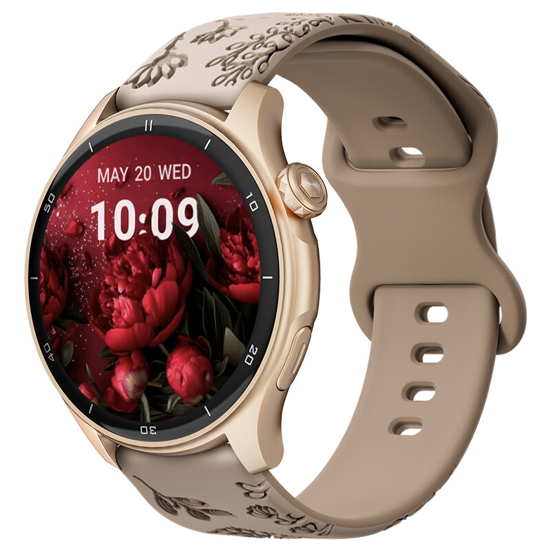 Chytré hodinky Madvell Talon 2 s GPS a bluetooth voláním pudrově zlaté se silikonovým řemínkem pampeliška