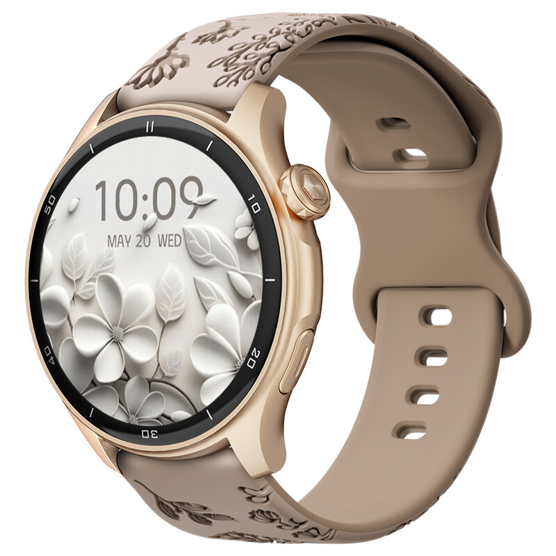 Chytré hodinky Madvell Talon 2 s GPS a bluetooth voláním pudrově zlaté se silikonovým řemínkem pampeliška