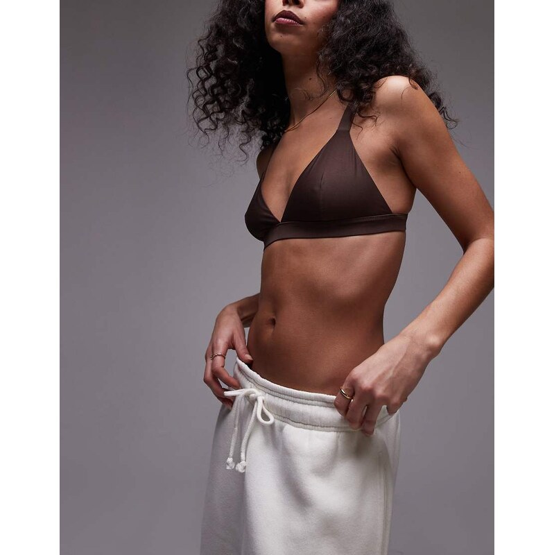 ARKET mix and match microfibre soft triangle bra in brown 115718623