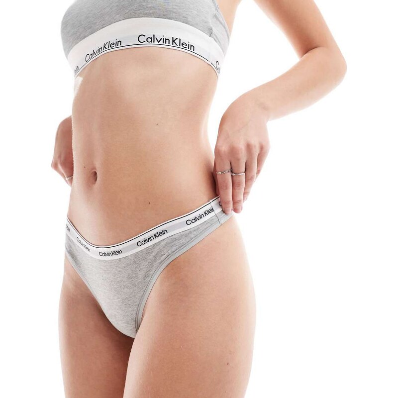 Calvin Klein Modern Logo low rise thong in grey