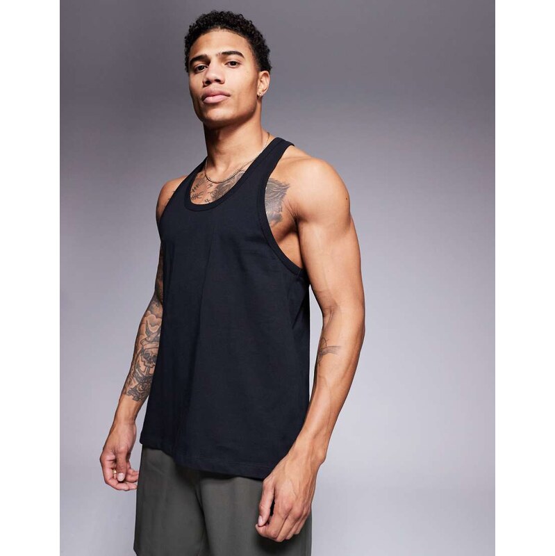 4505 Icon cotton stringer vest with quick dry finish in black