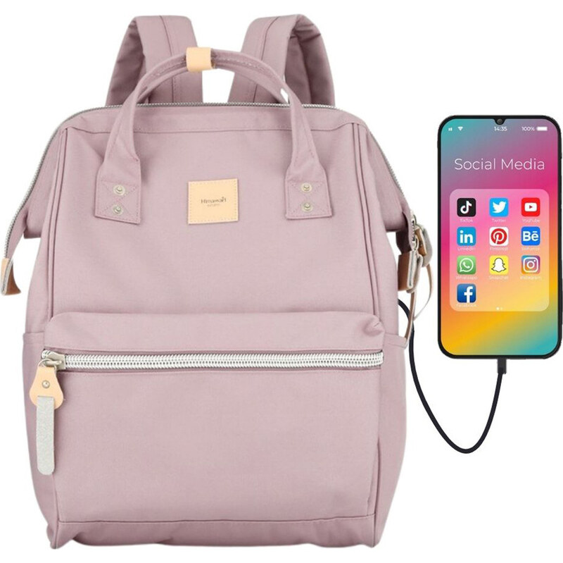 BASIC Himawari Růžový dámský batoh s kapsou na notebook a USB portem 103104432