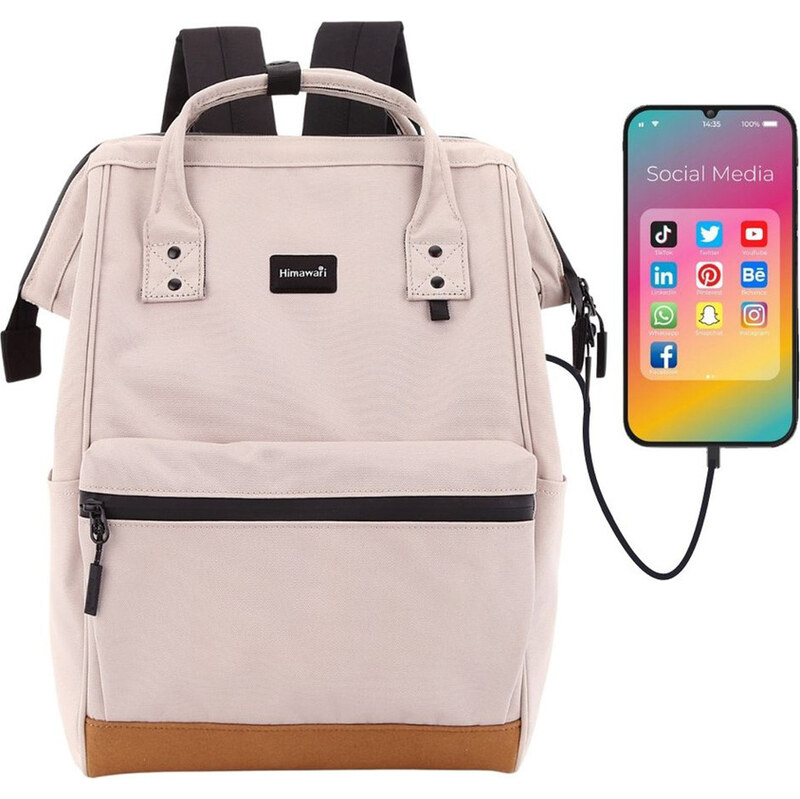 BASIC Himawari Lila dámský batoh s přední kapsou a USB portem 103104560
