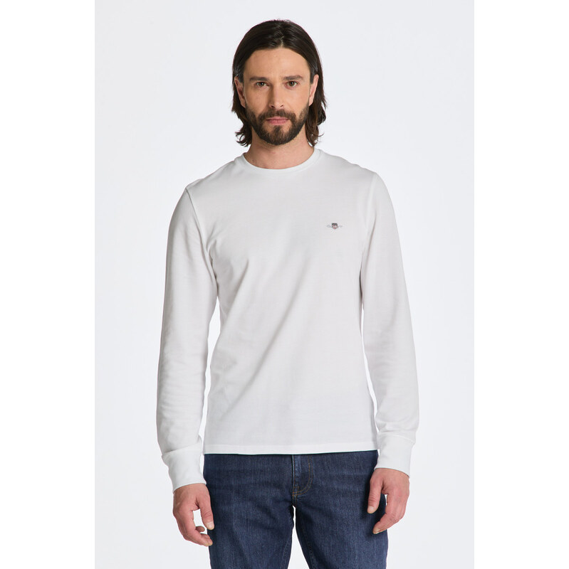 TRIČKO GANT SLIM PIQUE LS T-SHIRT WHITE