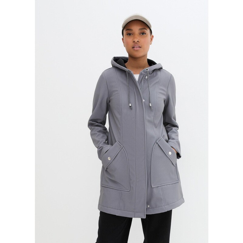 bonprix Softshellová parka s kapucí šedá Žena