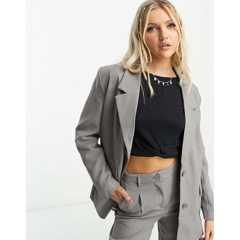 Noisy May oversized tailored dad blazer co-ord in grey 103195789