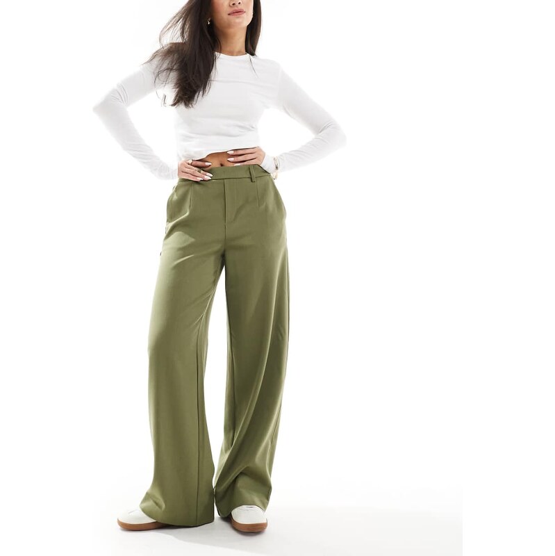 Object wide leg tailored trousers in olive green