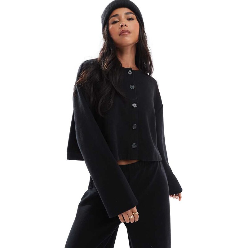 Miss Selfridge soft rib cardigan in black