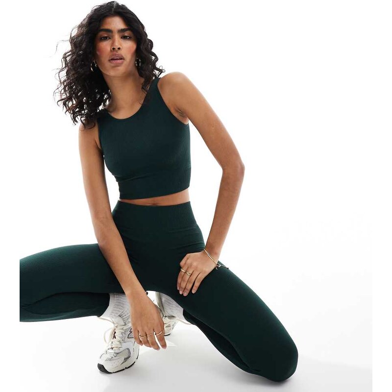 ONLY seamless top co-ord in dark green 103215330