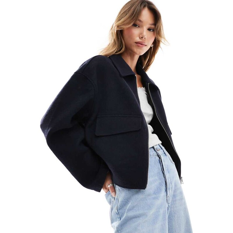 ASOS DESIGN clean formal bomber in navy-Neutral 110976380