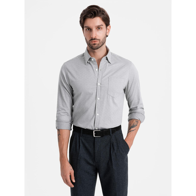 Ombre Mens SLIM FIT shirt in decorative fabric with pocket -