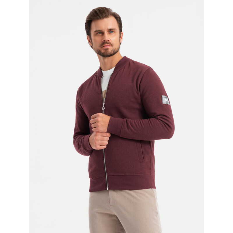 Ombre Unzipped cotton mens sweatshirt bomber - maroon