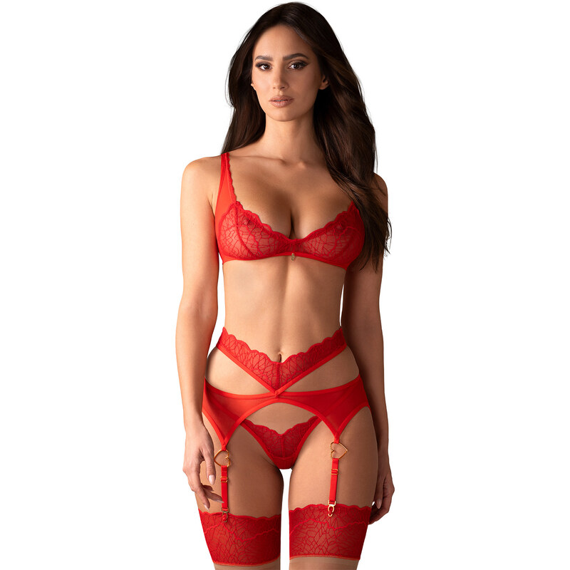 Obsessive Cupide Desir 3-pcs set - podprsenka + tanga +