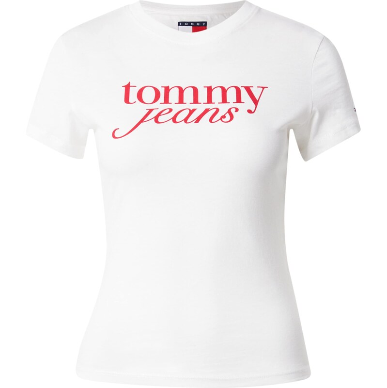 Tommy Jeans Tričko 'Essential' červená / bílá