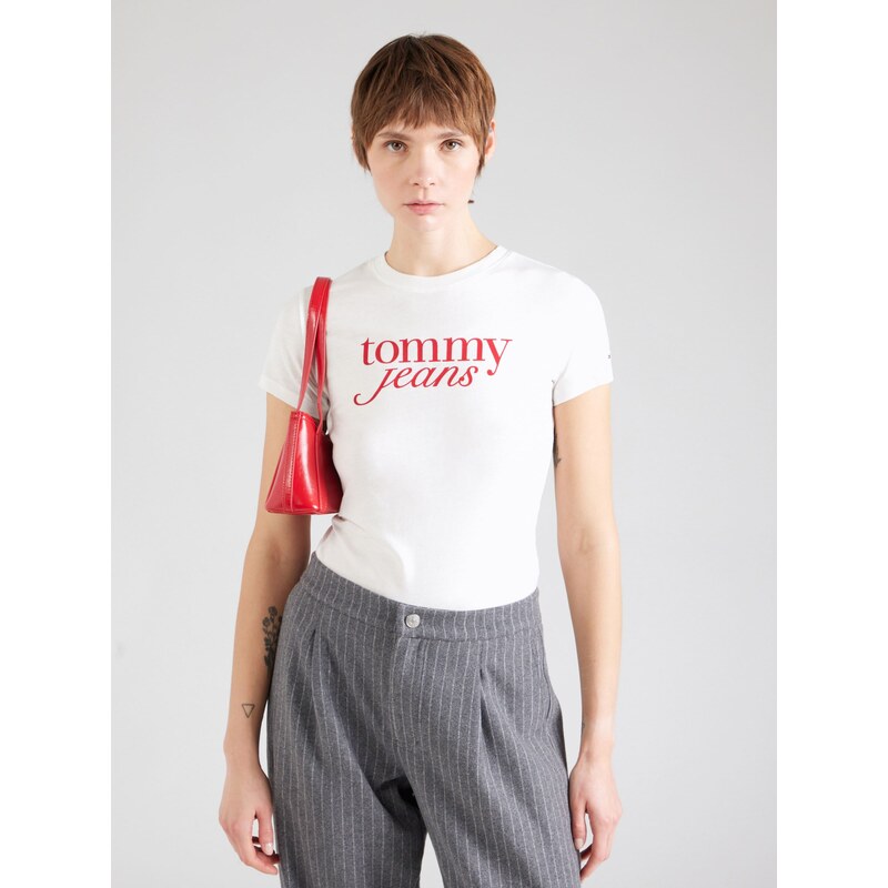 Tommy Jeans Tričko 'Essential' červená / bílá