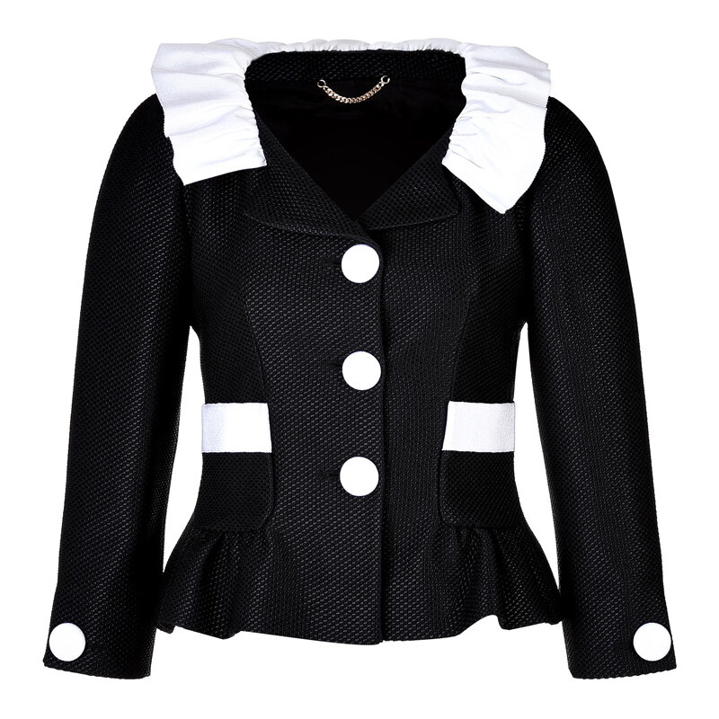 Moschino Textured Jacket with Ruffled Collar