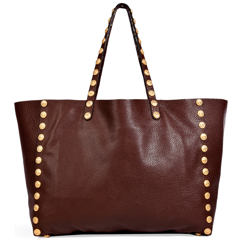 Valentino Leather Gryphon Tote with Studded Trim