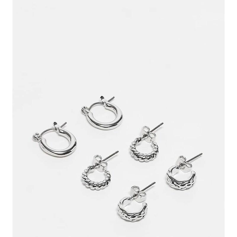 Pieces 3 pack huggie hoops in silver