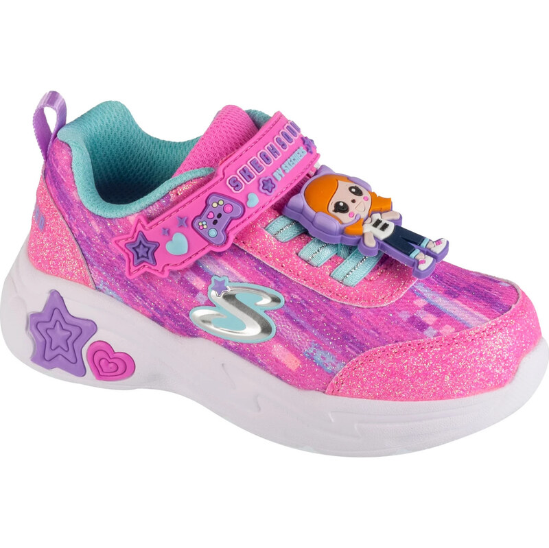 Růžové dívčí tenisky Skechers Snuggle Sneaks - Skech Squad