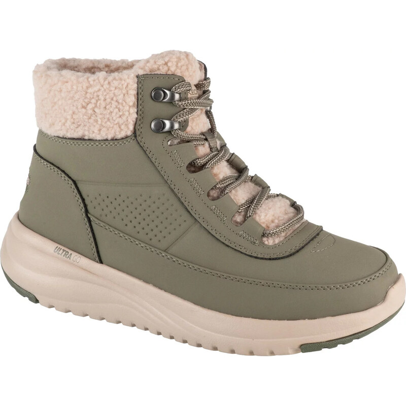 Khaki dámské zimní kotníkové tenisky Skechers On-The-Go Stellar - 104600217