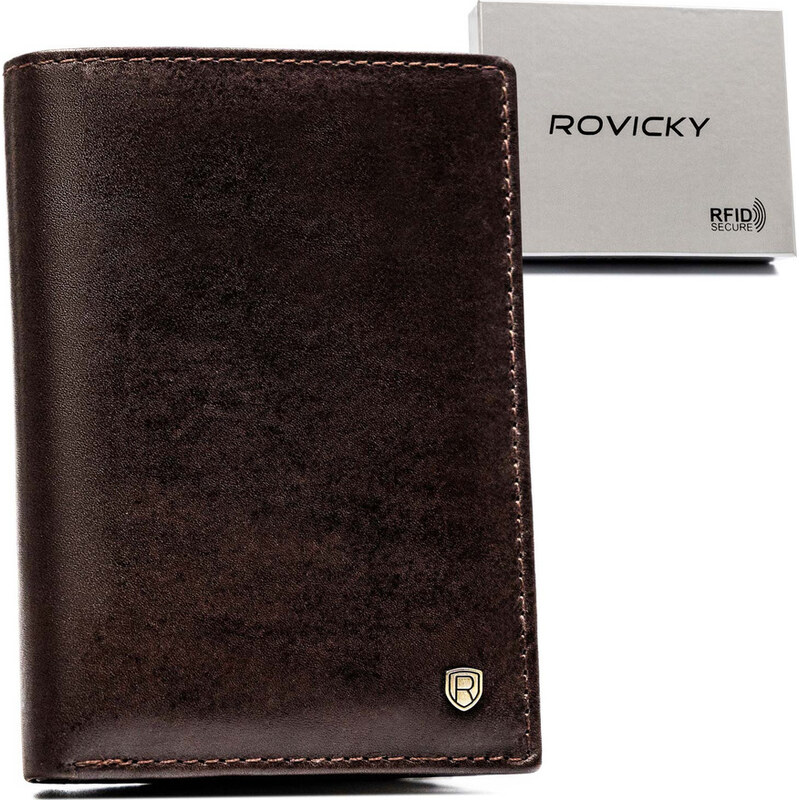 Rovicky Tmavě hnědá velká pánská peněženka L251