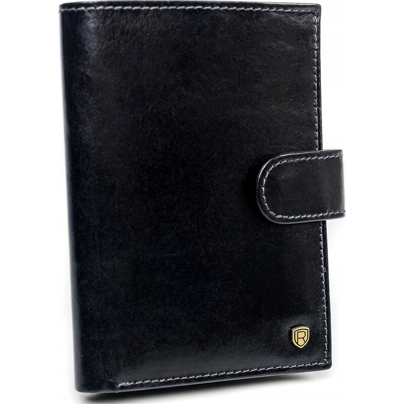 Rovicky Černá pánská kožená peněženka se zapínání a RFID