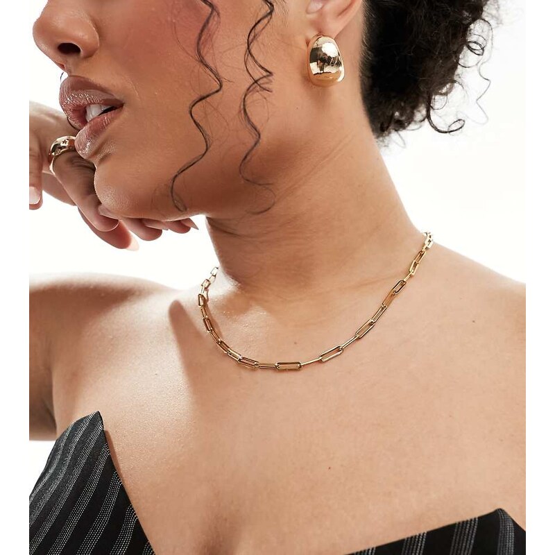 ASOS Curve ASOS DESIGN Curve waterproof stainless necklace with open 115718524