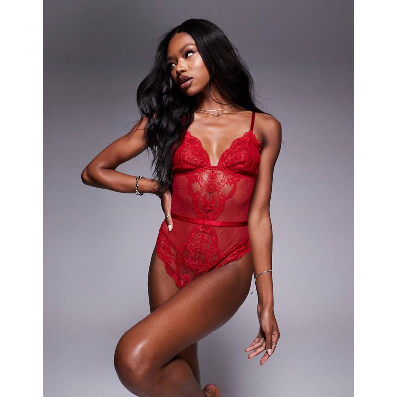 ASOS DESIGN Lola lace soft body in red 115402966