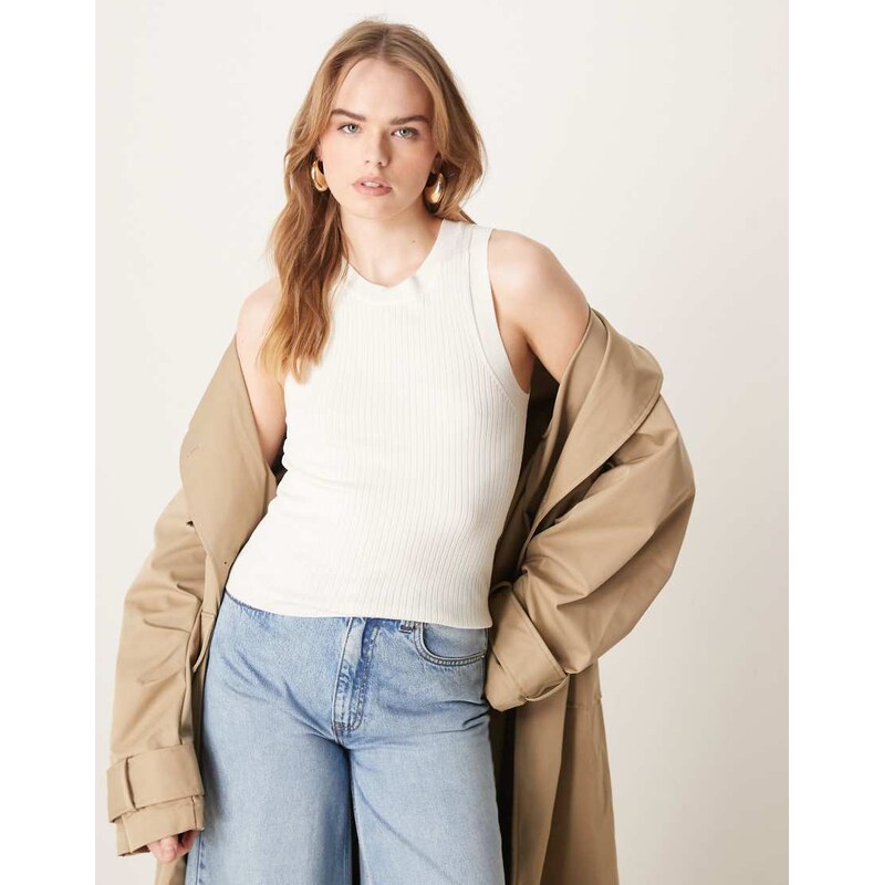 JDY ribbed knitted tank top in white 113260138