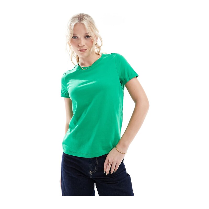 Vero Moda t-shirt with fold up in bright green