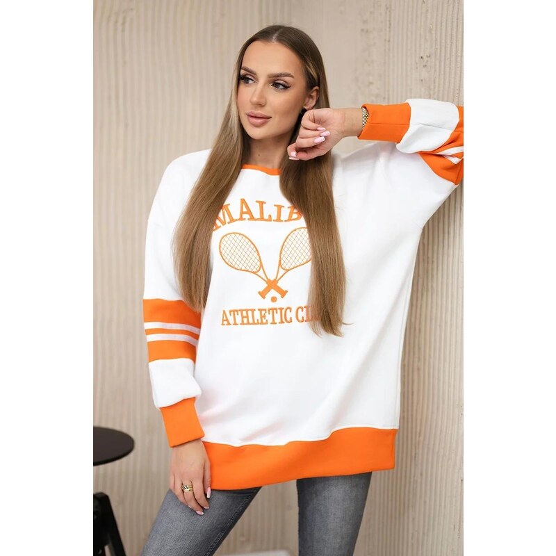 MladaModa Zateplená mikina Malibu bílá+oranžová