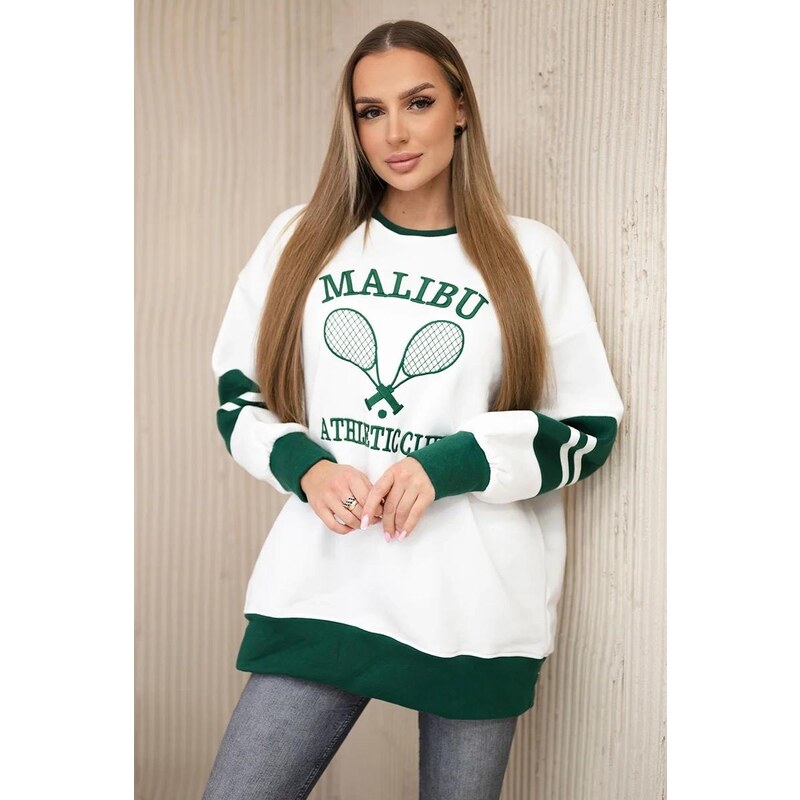MladaModa Zateplená mikina Malibu barva ecru+zelená