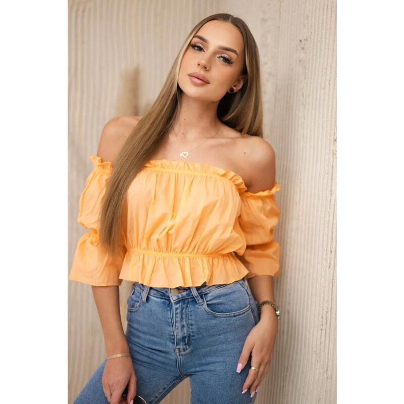 MladaModa Halenka Hispánka s volánky broskvová