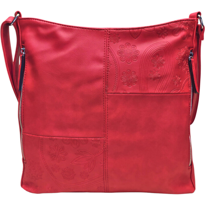 Bella Belly Velká červená crossbody kabelka s ornamenty Frencis 103359008
