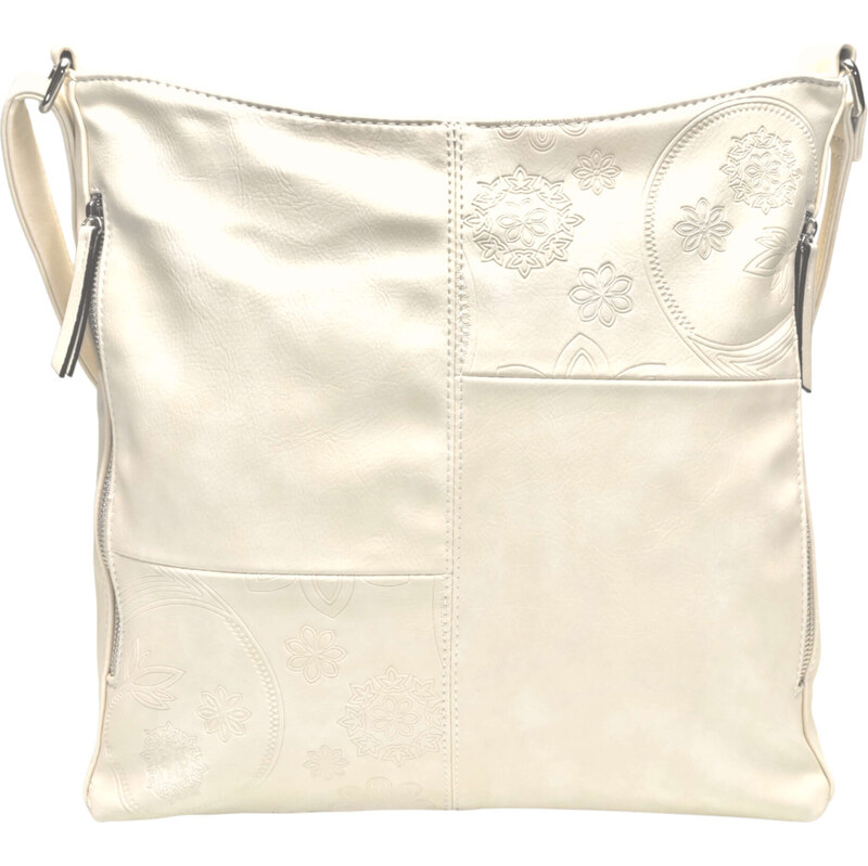 Bella Belly Velká béžová crossbody kabelka s ornamenty Frencis