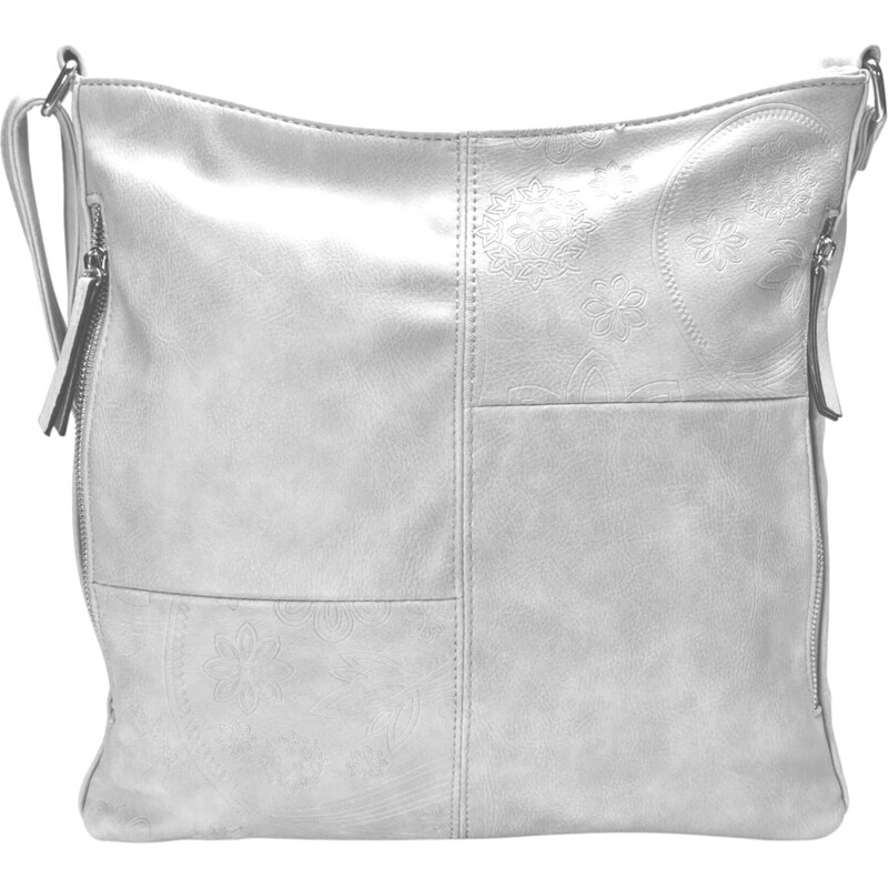Bella Belly Velká světle šedá crossbody kabelka s ornamenty Frencis 103359013
