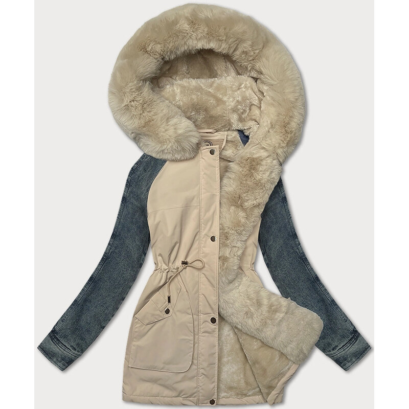 modrá dámská bunda parka s rukávy model 21248845 - WAY MODE