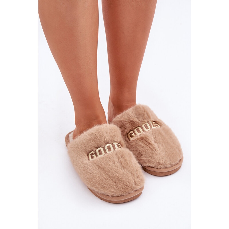 Boto marka niezdefiniowana Dámské Pantofle S Kožíškem A Nápisem