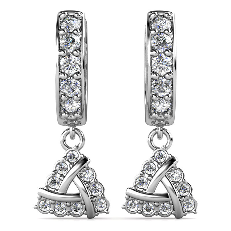 Elenys pozlacené náušnice s krystaly Swarovski Triangl 18K bílé zlato 103401845