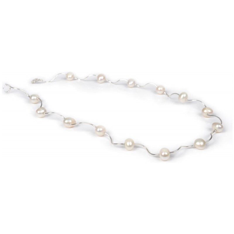 JwL Luxury Pearls Náhrdelník pravé bílé perly na vlnách JL0004
