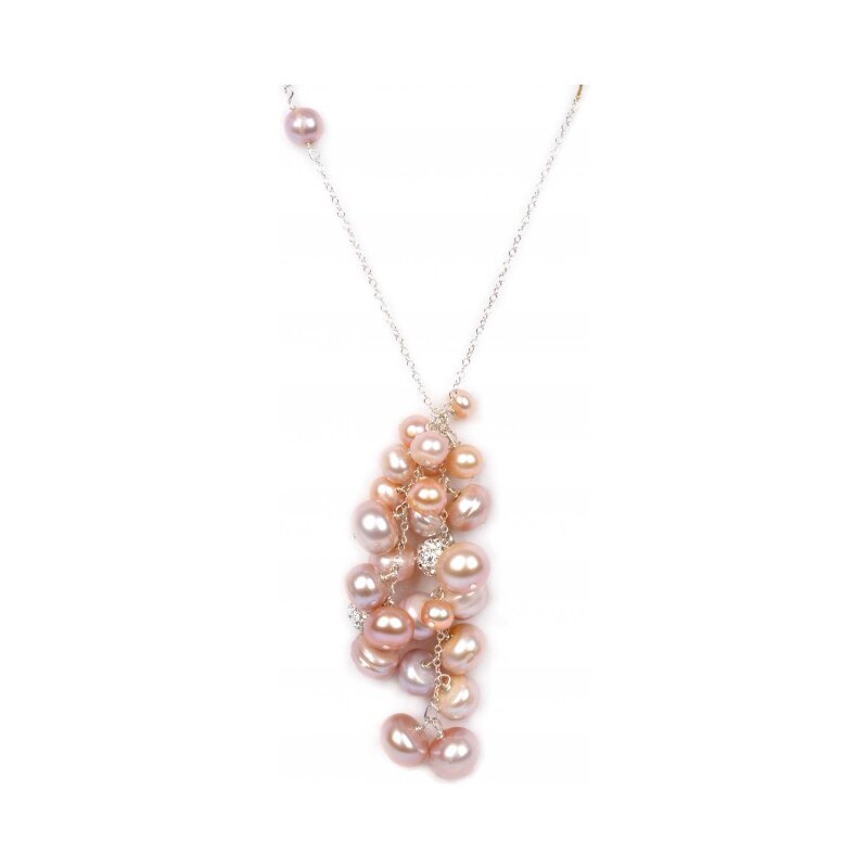 JwL Jewellery Dlouhý náhrdelník s pravými růžovými perlami JL0018