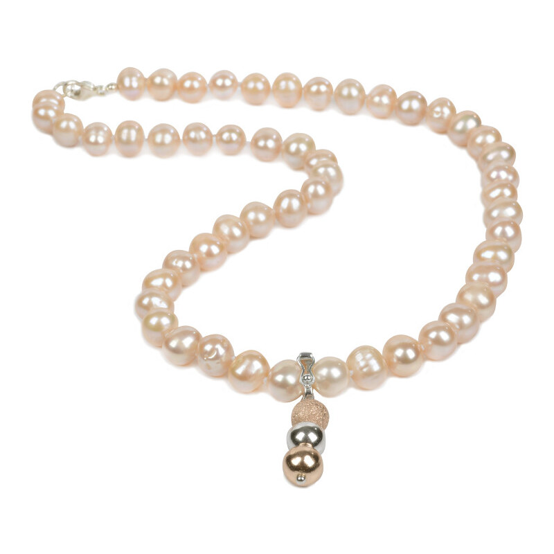 JwL Luxury Pearls Náhrdelník z lososových perel s přívěskem JL0054